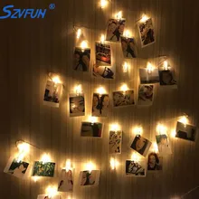 Szvfun фото клип светодиодный свет шнура 10 20 светодиодный Lichterkette Волшебные лампочки на батарейках Рождественская Свадебная вечеринка украшение стропальщик x 5 шт