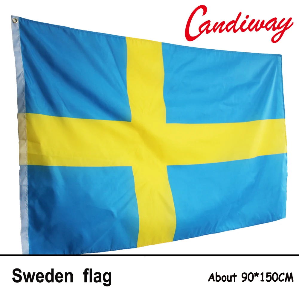 Kaki 3x5 Swedia Flag Polyester Swedia Nasional Banner Kantor