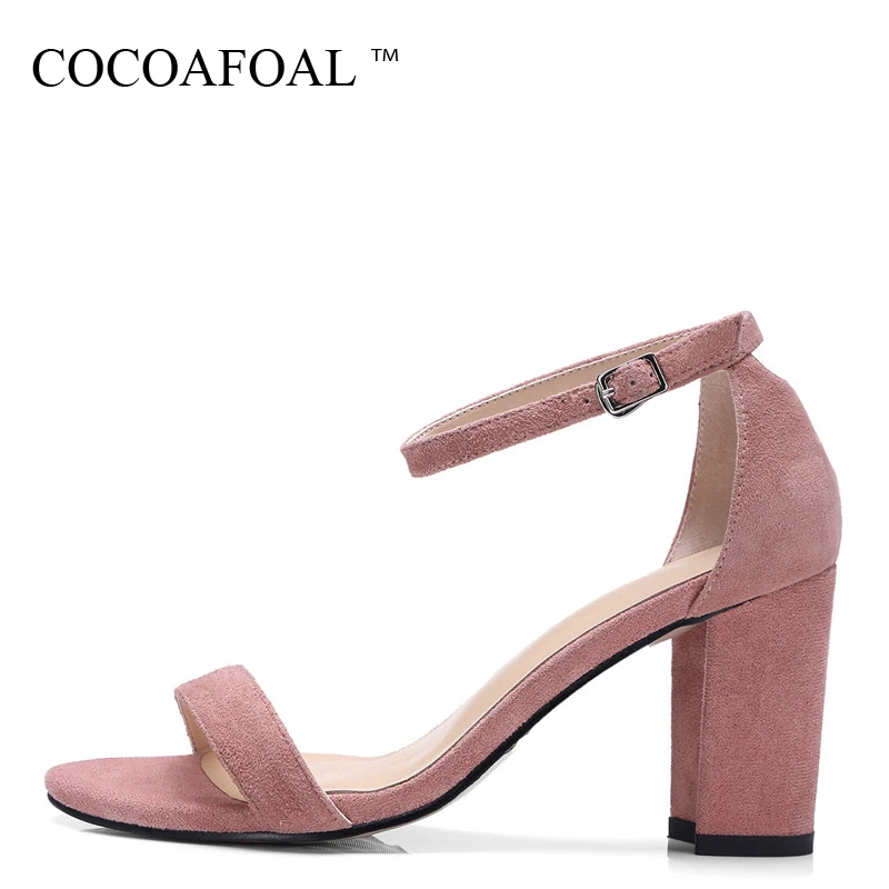 

COCOAFOAL Women Black Wedding Sandals Peep Toe Heel Height Shoes Plus Size 32 - 42 Gray Sexy Woman Genuine Leather Sandals 2018