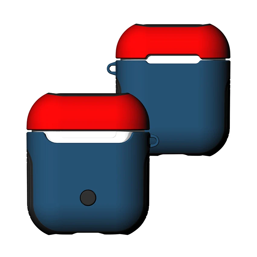 LuxurySilicone чехол для Airpods i7 i9 i10 Чехлы мягкие из кожи TPU+ PC Dual Слои Броня чехол для Airpods 2 Air стручки силиконовые чехлы чехол для наушников - Цвет: blue red