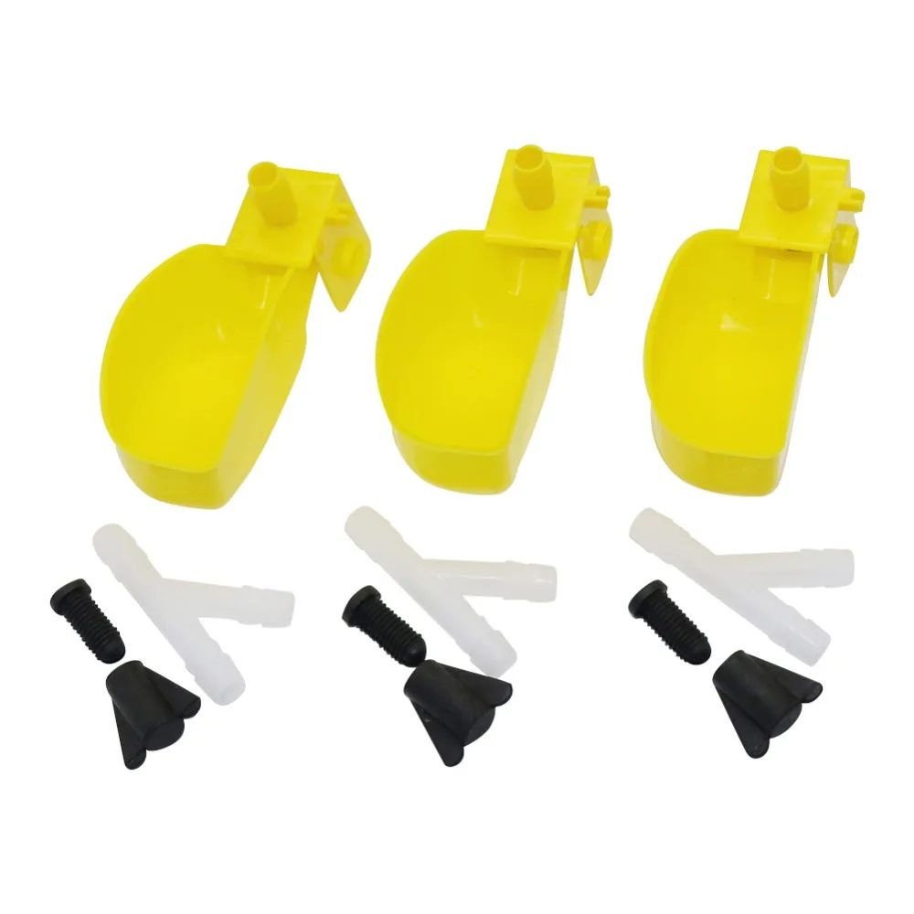 75 sets Automatic Waterer Cups Quail Birds Chicken water Pheasant Waterer Feeders Water bowls 11.5*4.5 cm Yellow