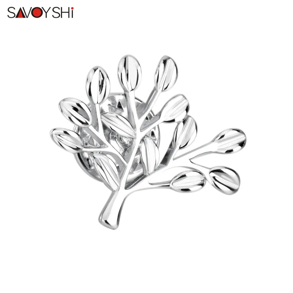 Модная брошь серебряного цвета в виде ветки дерева SAVOYSHI булавка для костюма