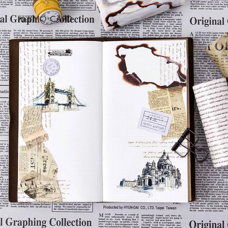 10cm Wide Retro Vintage Decorative Masking Tape Old Burned Newspaper Washi Tepe For Diary  Notebook Planner Diy Accessories