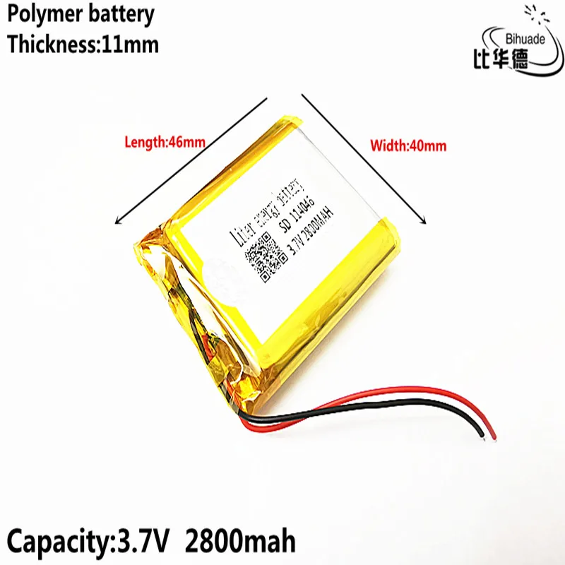 3.7V 2800mAh 114046 Lithium Polymer Li-Po li ion Rechargeable Battery cells For Mp3 MP4 MP5 GPS