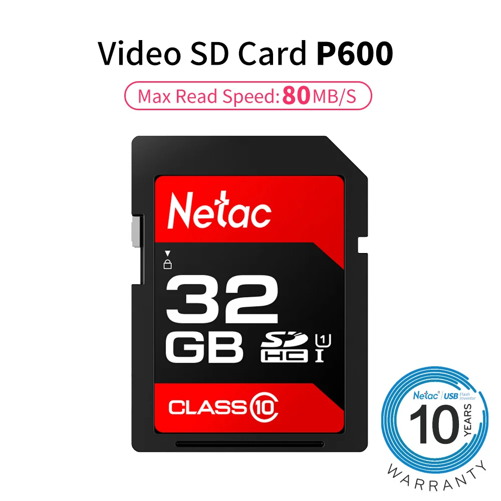 Netac P600 SD карта 16 ГБ 32 ГБ 64 Гб 128 Гб Full HD видео карта класс 10 SDcard 16 32 64 128 Гб карта памяти для камеры портативного устройства - Емкость: 32GB