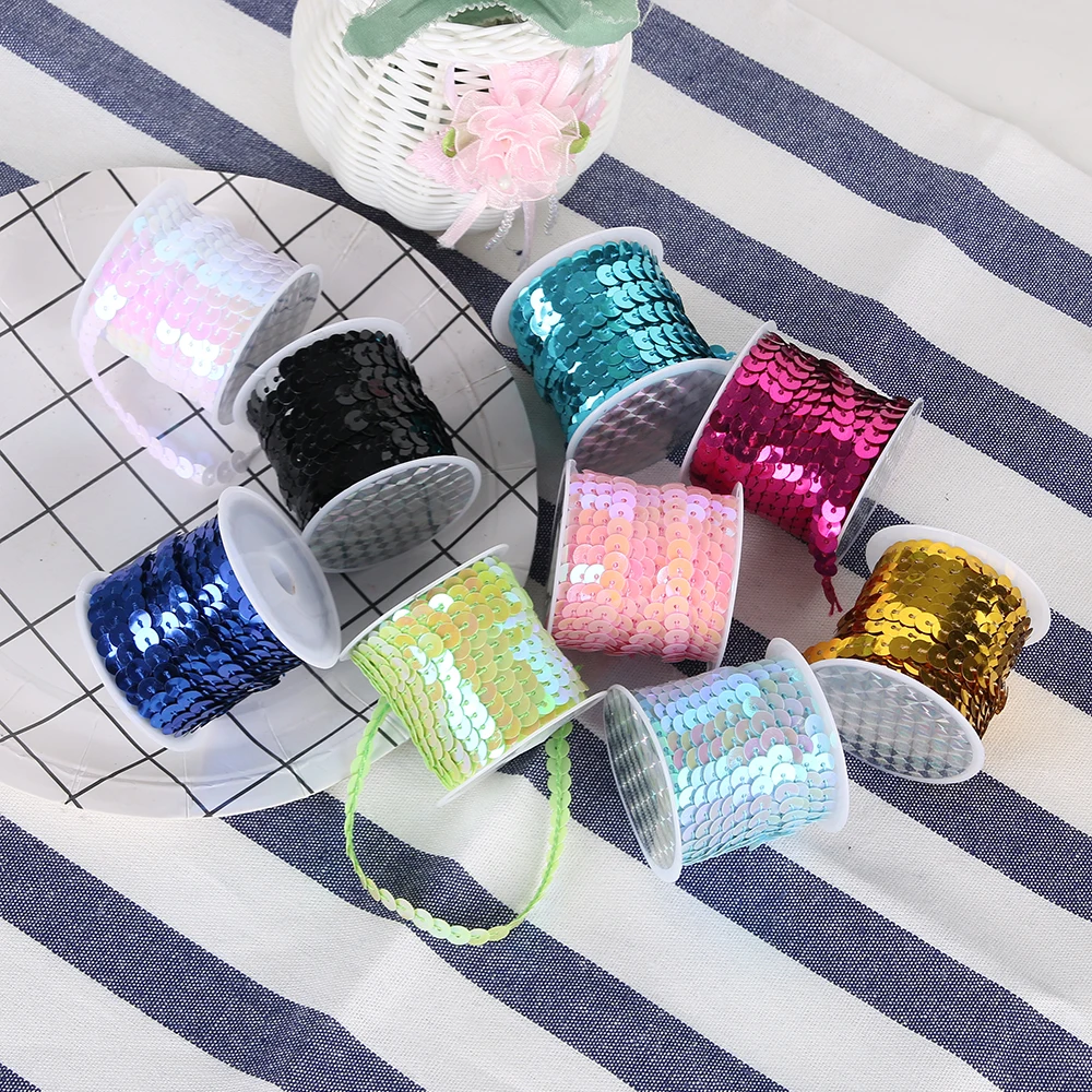 New 10 yards 6mm Faceted Loose Sequins Paillettes Sewing Wedding Craft Pick