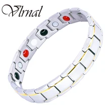 

Virnal New Design Men's Health Energy Bracelet For Men Germanium Fashion Stainless Steel Magnetic Trendy Chain Bracelet Jewelry