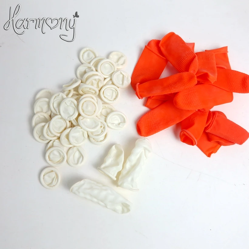 200pcs Safety Latex Heat Insulation Finger Protector Cots/Shields Antislip Antistatic Finger Tip for Keratin Hair Extensions