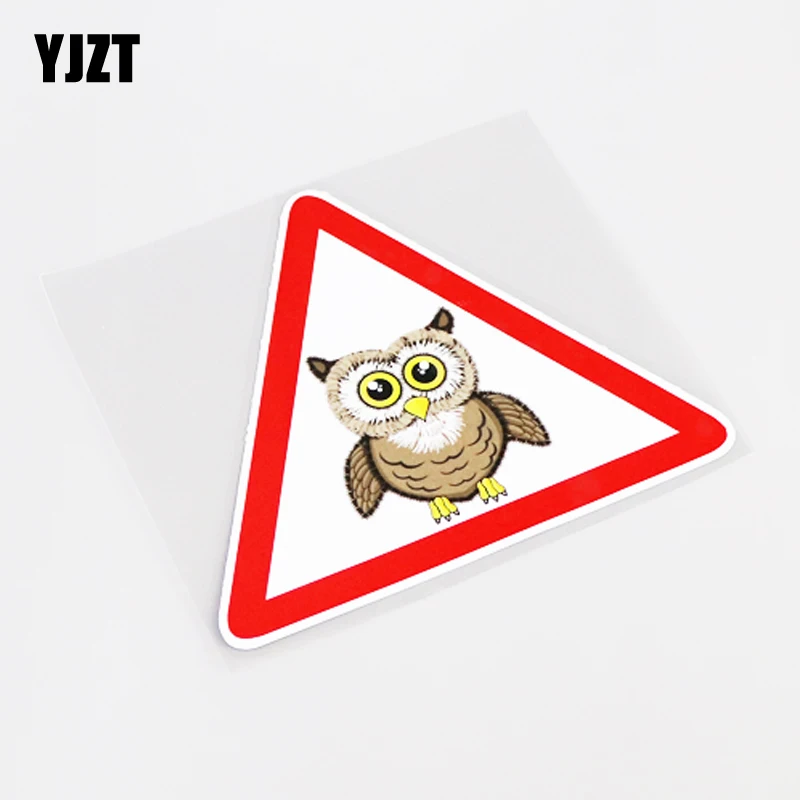

YJZT 13CM*11.3CM Interesting Owl Warning Mark Car Sticker PVC Decal Accessories 13-0901