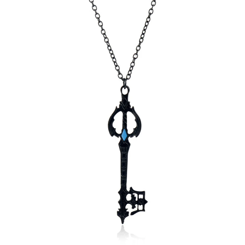 Dongsheng ювелирные изделия аниме Kingdom Hearts Oblivion Keyblade черные металлические подвески ожерелье s Аниме изображение свитер цепь ожерелье - Окраска металла: blue