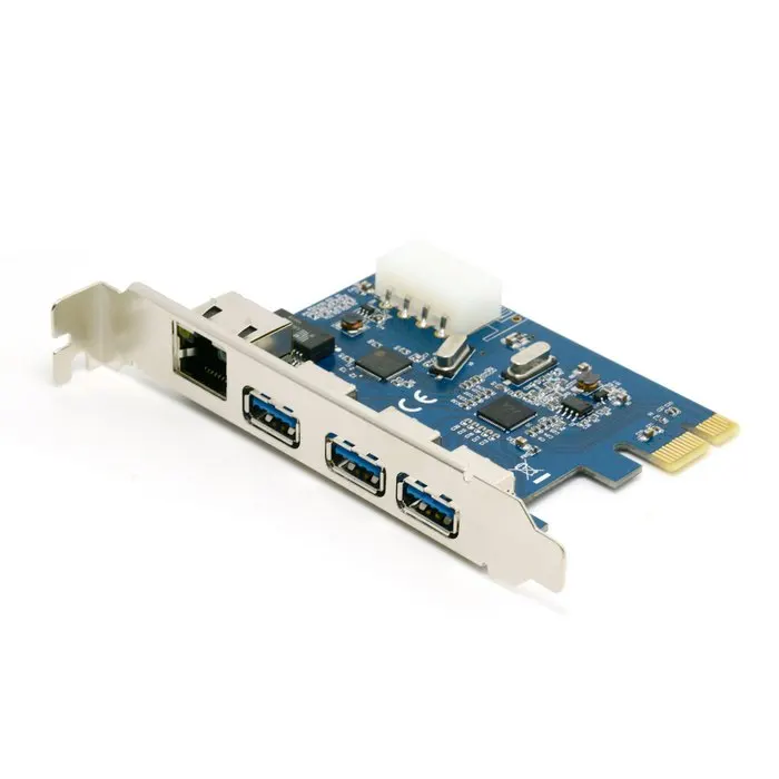 PCI e to External 3 ports USB 3.0+ RJ45 Gigabit Network card USB3.0 + 1000M LAN Combo
