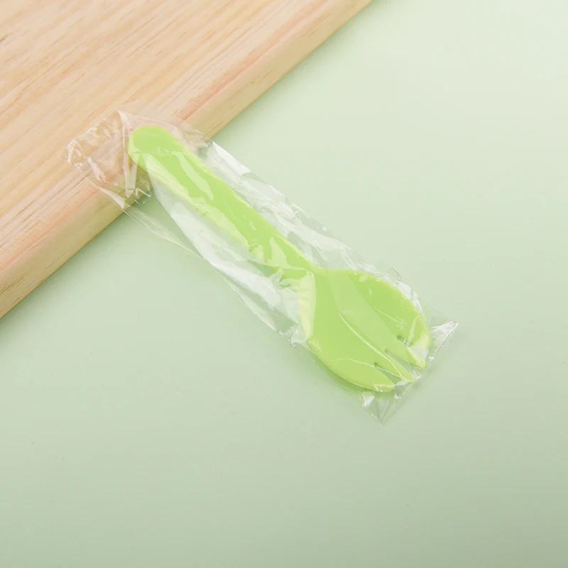 10Pcs Disposable Small Spork Plastic Fork Spoon Dessert Icecream Cake Fast Food Restaurant Wedding Party Birthday Fork Spoon