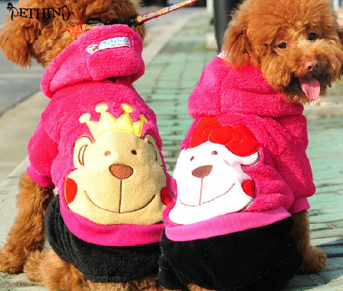

2015 lovely Pet thick warm coat legs pet clothes dog clothes thick coral velvet autumn and winter clothing XS-XL puppy jackets