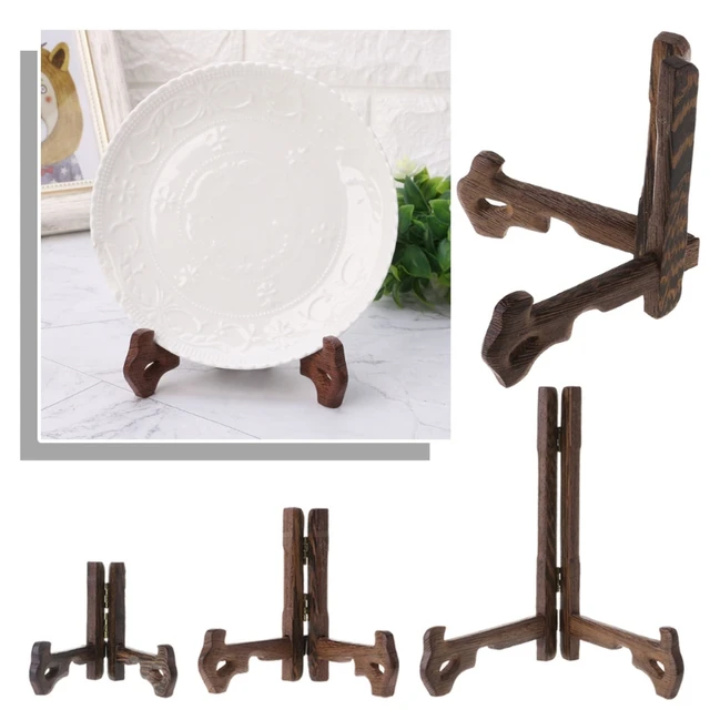4 Pieces Wooden Easel Mahogany Finish Display Stand Plate Holder Picture  Frame F