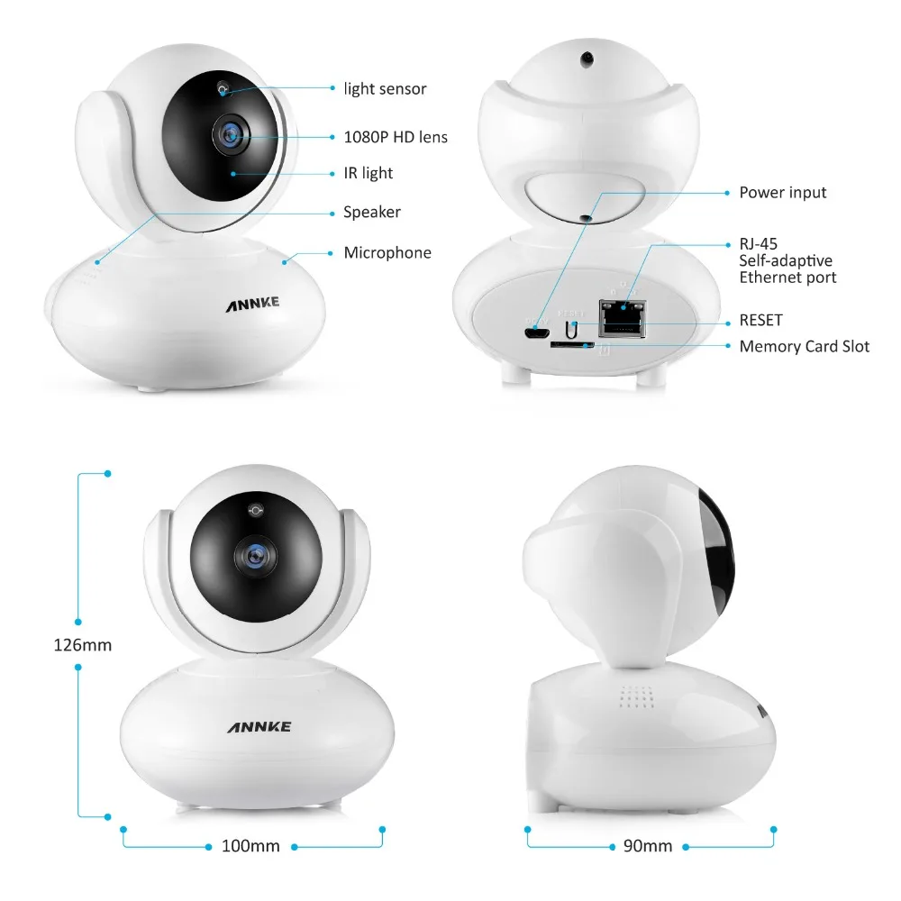 ANNKE 1080P PTZ домашняя IP камера безопасности Беспроводная Смарт ИК WiFi Аудио запись