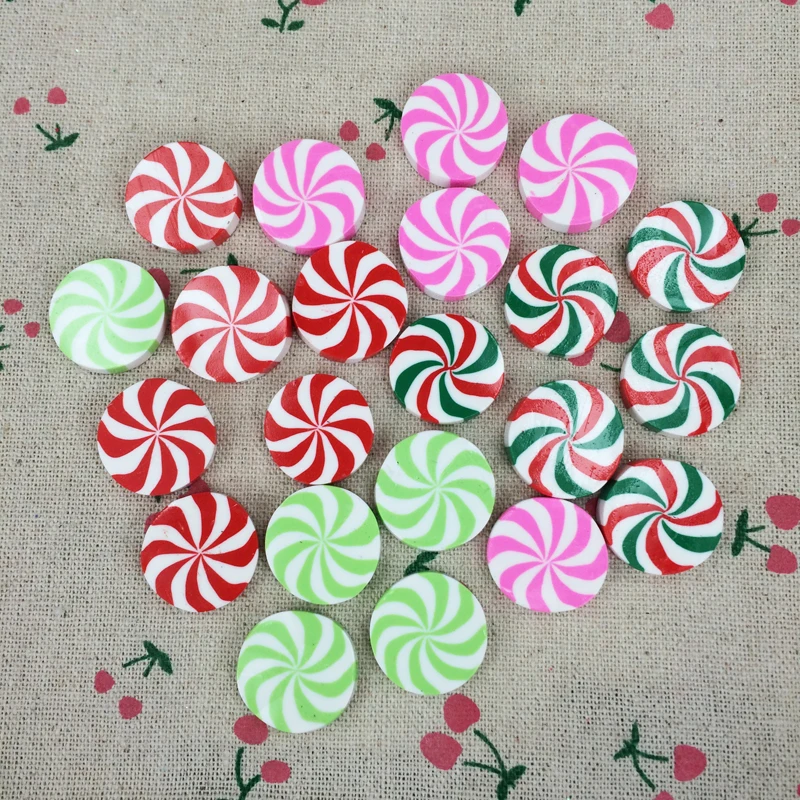 

10 Piece Mixed Color Clay Flat Back Cabochon Kawaii DIY Clay Craft Decoration Fake Artificial Rainbow Candy For Phone Case :20mm