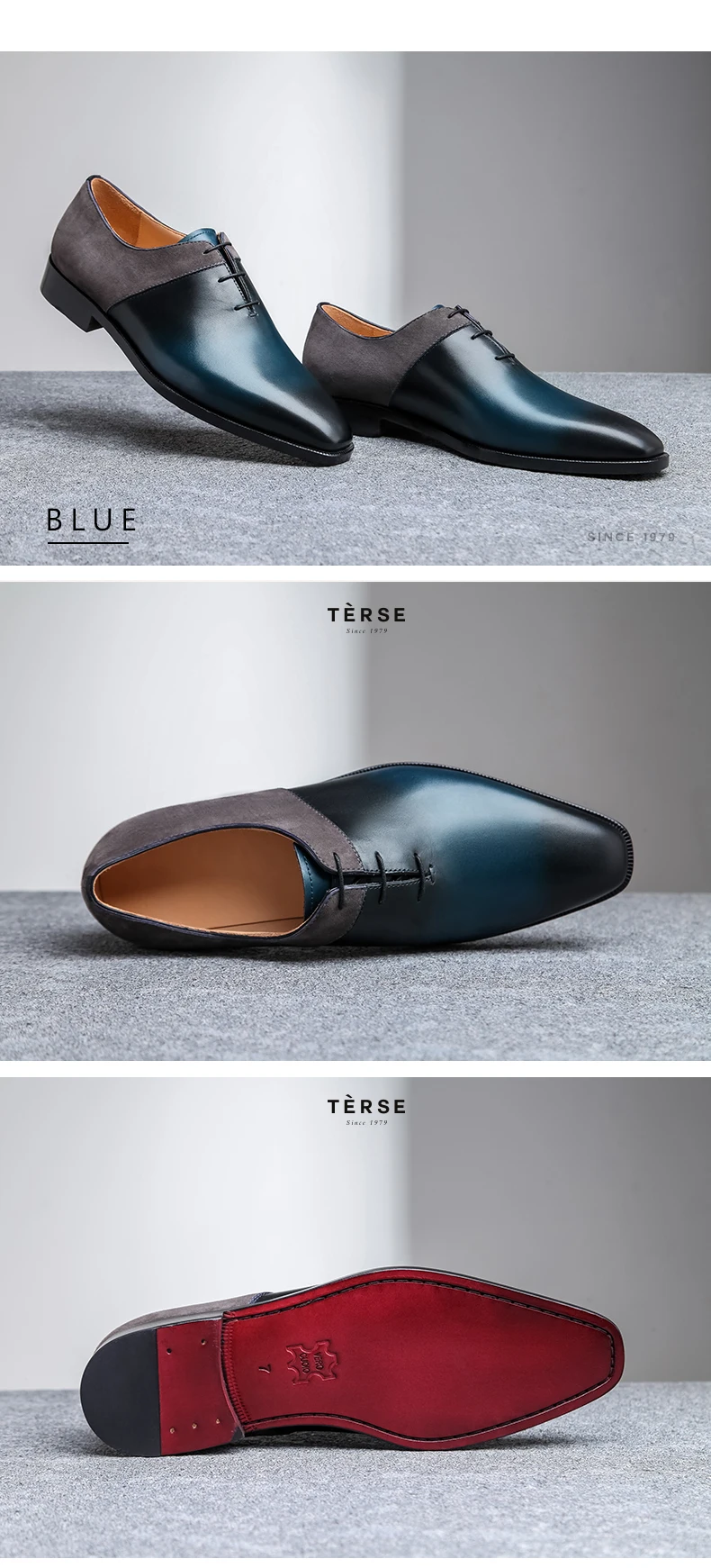 TERSE_Handmade обувь из натуральной кожи мужская обувь из телячьей кожи; замшевые Для мужчин обувь высокого качества в итальянском стиле Кожаные модельные туфли Туфли-оксфорды 15770-11