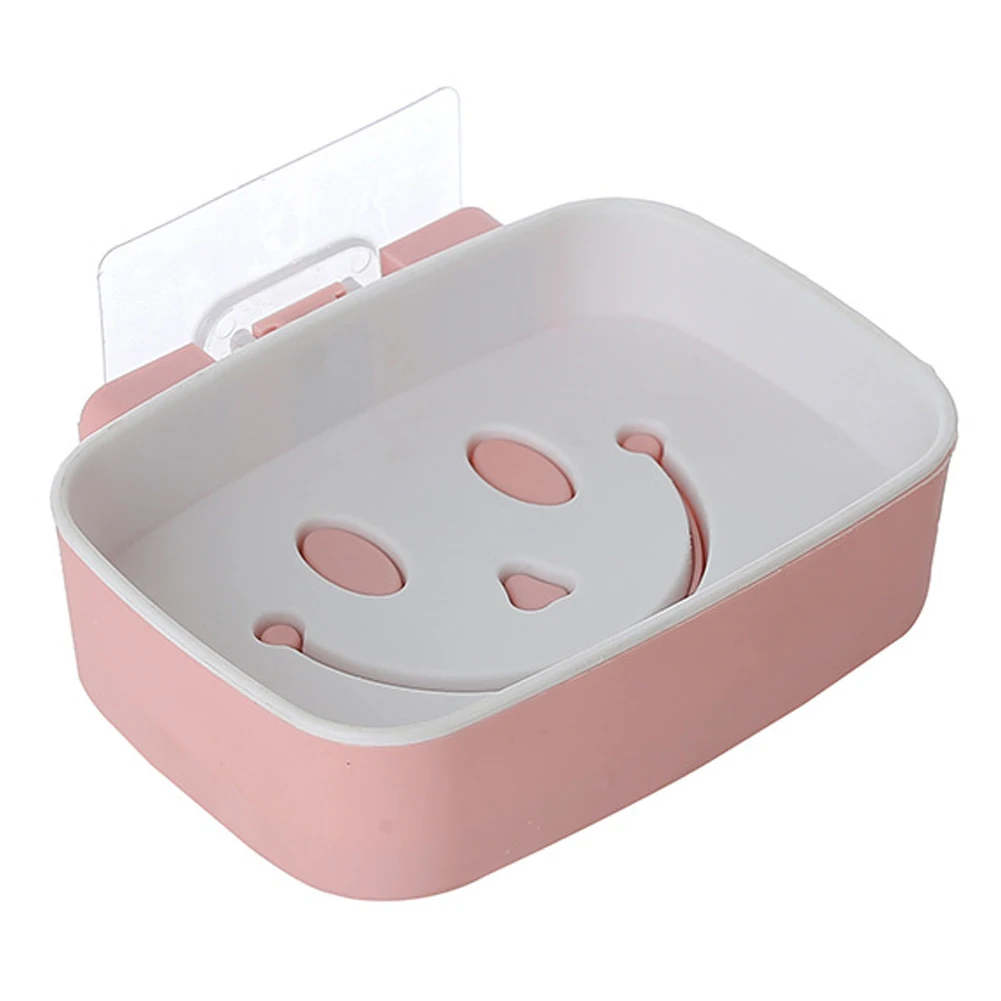 Creative Double Layer Draining Soap Storage Box Smile Face Soap Dish Holder Rack For Bathroom Shower Supplies
