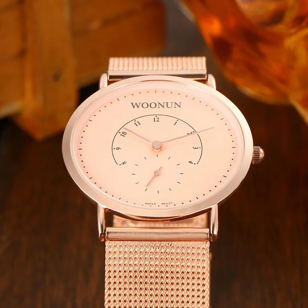 WOONUN, Роскошные мужские часы, известный бренд, розовое золото, часы с синим циферблатом, полностью стальные Мужские кварцевые часы, тонкие мужские часы, reloj hombre