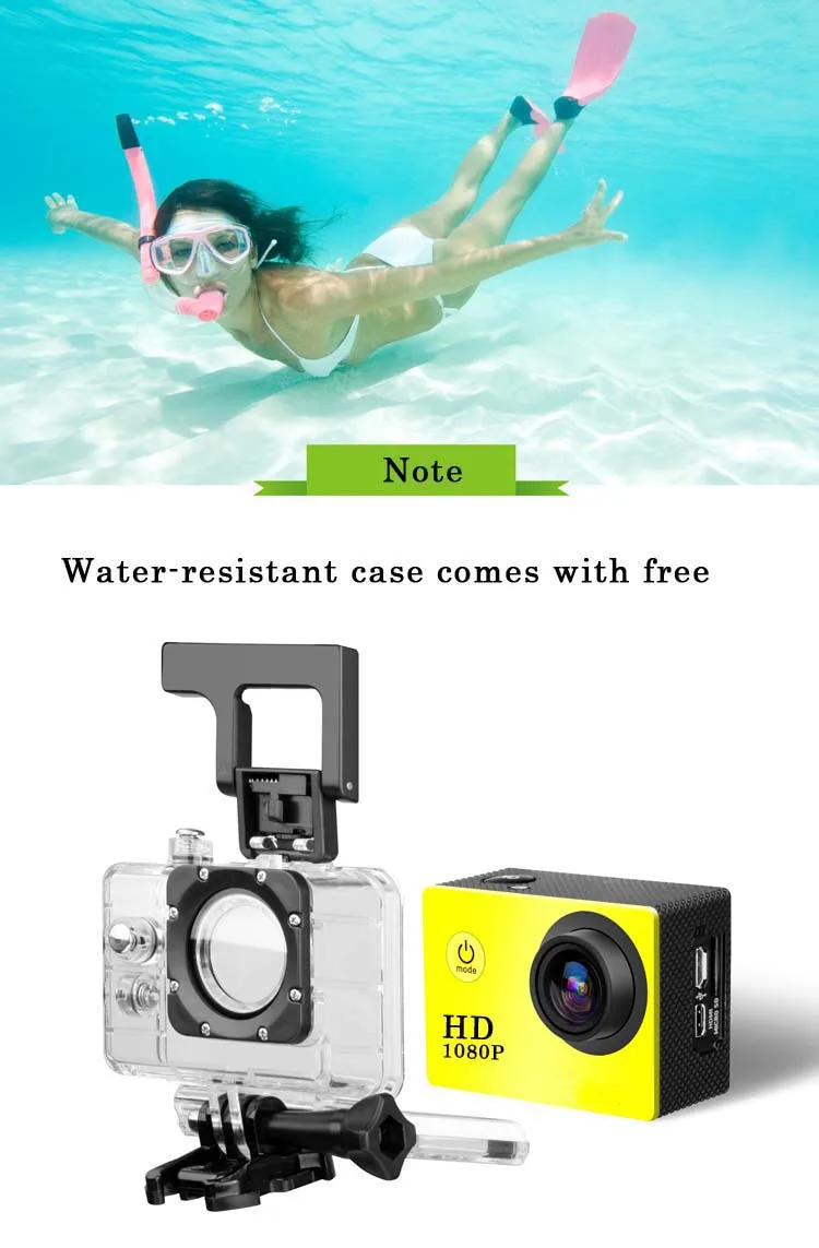 Full HD 1080P спортивная экшн-видеокамера, мини-камера, уличная водонепроницаемая для Go pro " экран, водостойкая микро-камера