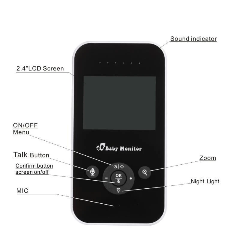 Беспроводной видеоняня монитор 2,4 дюймов lcd 2 способа аудио разговора Ночного Видения детские колыбельные монитор камера видеонаблюдения