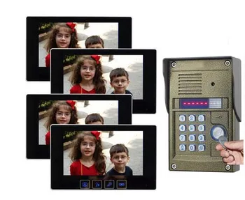 

ZHUDELE New Arrival Home Security Intercom System 7"Video Door Phone,700TVL HD Camera,Night vision ID card & Password Unlock 1V4