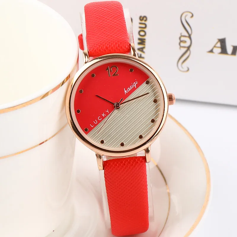 Новые модные милые Вишневый порошок маленький циферблат кожа для женщин часы лучший бренд класса люкс наручные часы для женщин Relogio Feminino Лидер продаж