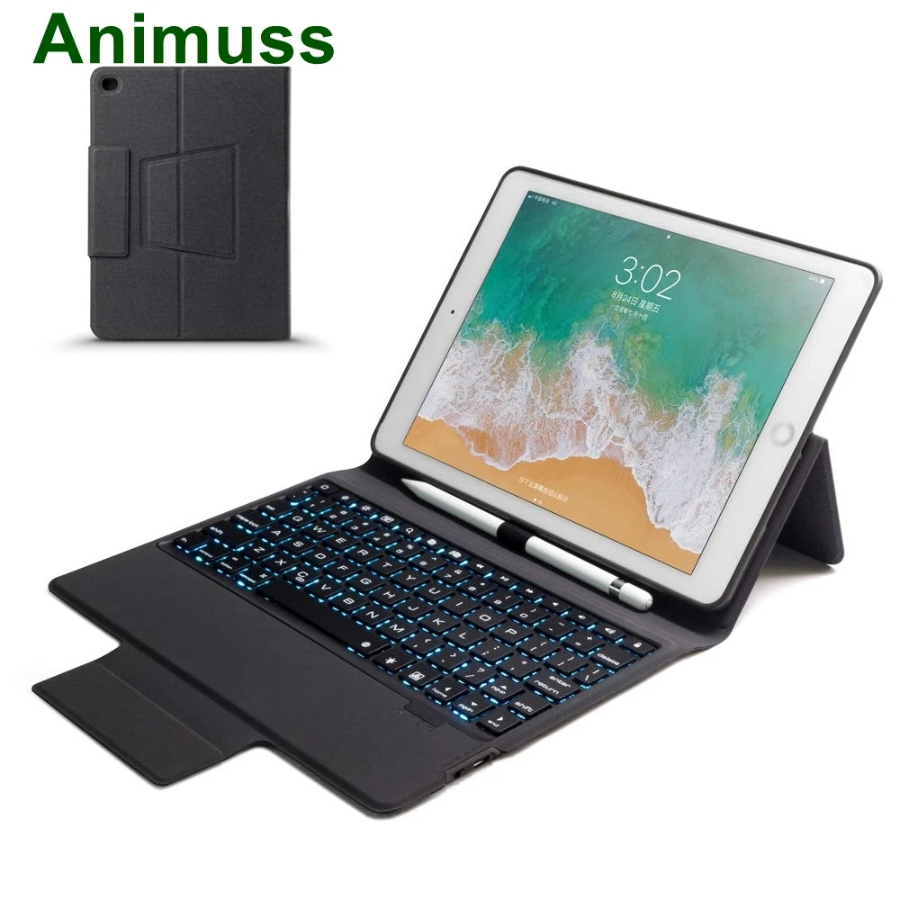 

for New iPad Pro 11 inch 2018 Keyboard Case, Slim 7 Colors Backlit Shell Stand Bluetooth Keyboard Leather Smart Lightweight Cove