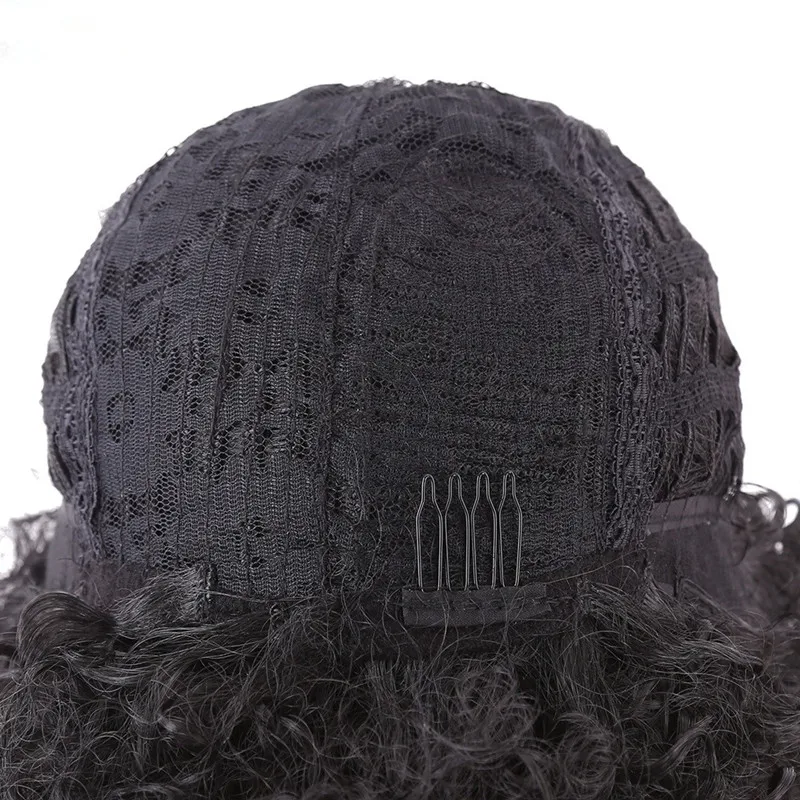 Short Pixie Cut Afro Kinky Curly Synthetic Wigs with Bangs (3)