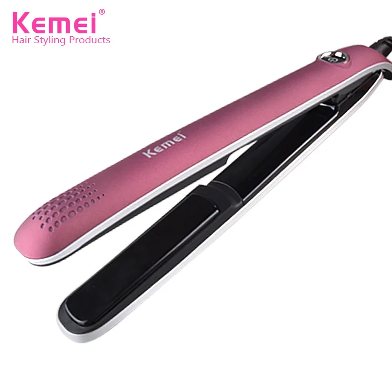 KEMEI KM-2203 3в1 Профессиональный Выпрямитель для волос плоский турмалин керамический нагрев производительность выпрямитель для волос Инструменты для укладки - Цвет: Розово-красный