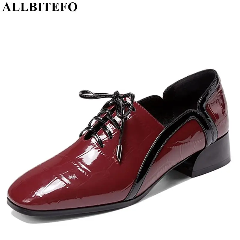 

ALLBITEFO natural genuine leather leisure high heel shoes fashion ladies women heels casual spring autumn girl high heels
