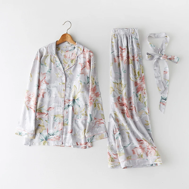 CEARPION Весна для женщин пижамный комплект Элегантная пижама повседневное ежедневно цветочный принт 2 предмета рубашка и брюки ночная