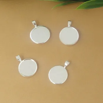 

Silver tone Round Pendant Setting Blank Resin Cabochons Bases Circle Smooth Tray Bezel with Bail 12mm 14mm for DIY Findings