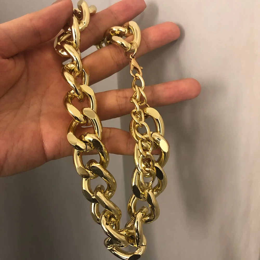 

Hip Hop Punk Miami Cuban Choker Necklace Collar Big Chunky Golden Thick Chain Necklace Statement Women Jewelry