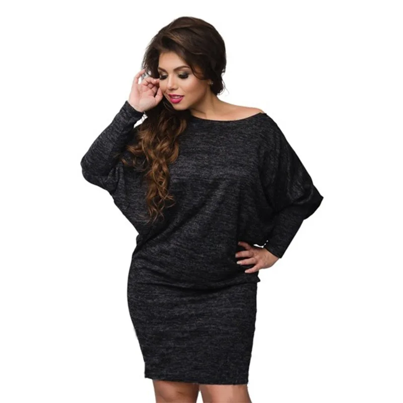 

Autumn Women Casual Bodycon Dress Batwing Sleeve vestido Knitted Lace Loose Dresses Vestidos Big Size 5XL 6XL