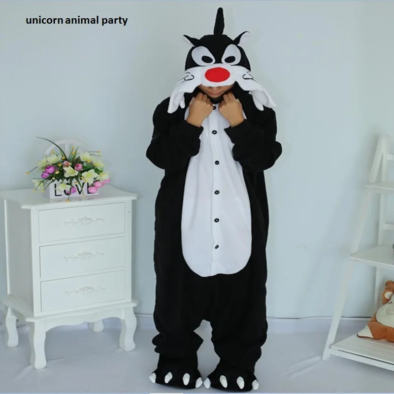 

Unisex Animal Minions Black Wolf Pajama Cosplay Costume Adult Onesie Women Men's Pajamas Sleepwear Party Sleepsuit