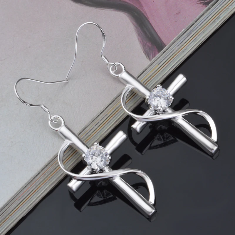 

Free shipping!925 Sterling SILVER popular cross Earring for Women/Girls.925 silver Earrings,Drop shipping