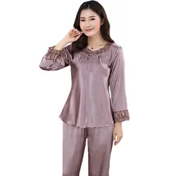 Для женщин пижамы костюм большой размеры пижамы XXXL Pijama комплект 2019 Новый Ice Шелковый 2 шт. ночное неглиже повседневное домашняя одежда