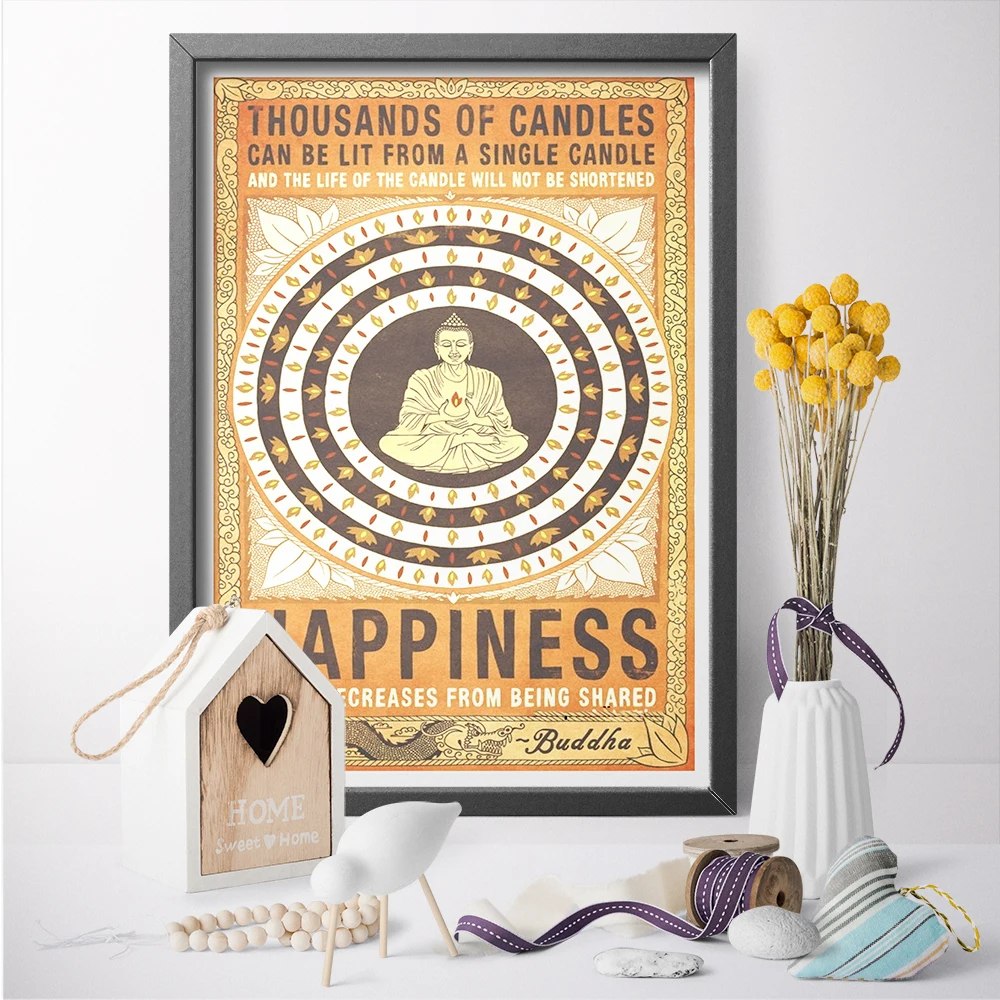 Des Milliers De Bougies Bouddha Citation Mur Art Toile Affiche Impression Toile Peinture Toile Mur Photos Pour La Decoration De La Maison Aliexpress