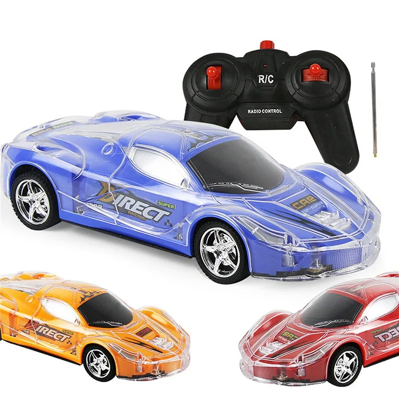 

4WD 1/24 RC Remote Control Light Up Racing Car W/ 3D Flashing Lights Drive Toy Red Blue Yellow For Kids Children Birthday Gift