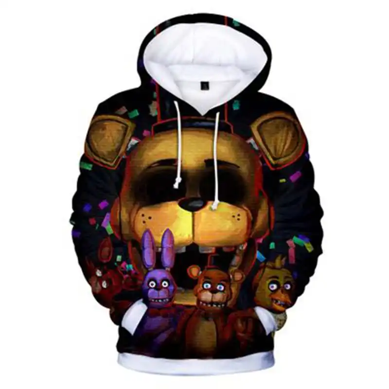 Новые толстовки с капюшоном Five Nights At 3D Весенняя футболка детская одежда для