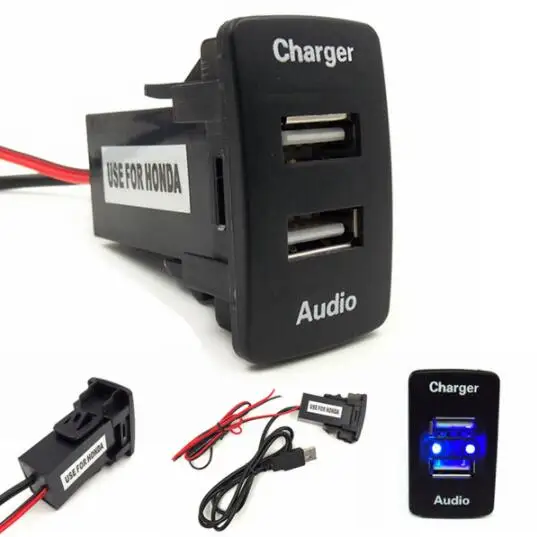 

Car 5V 2.1A USB Interface Socket Charger and USB Audio input Socket use for Honda,Civic,Spirior,CRV,Fit Jazz,City,Accord,Odyssey