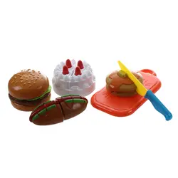 Пластик резка для именинного пирога Гамбург ломтик Детские Кухня Еда ненастоящая играть дома искусственные Классические игрушки для детей