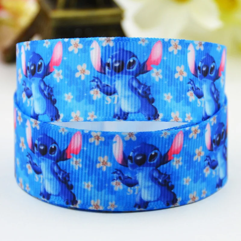 7/8'' (22mm) Lilo Stitch Cartoon Character printed Grosgrain Ribbon