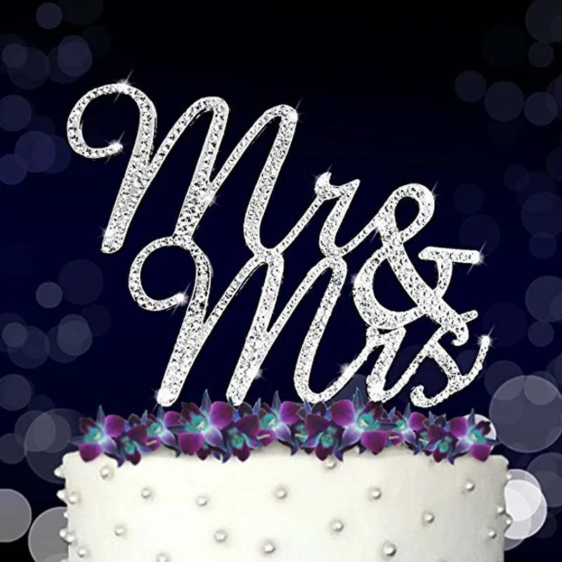 

Mr and Mrs Rhinestones Cake Topper Wedding Engagement Bridal Shower Anniversary birthday Bachelorette Party Hen night Decoration