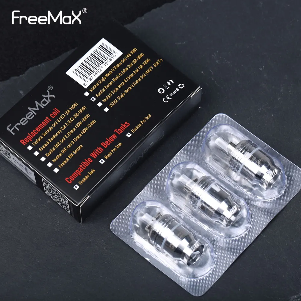3 шт. оригинальная Freemax Mesh Pro Tank катушка одинарная 0.15 Ом/двойная 0.2 Ом/Тройная Ом/SS316L