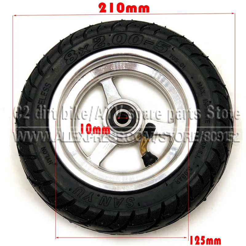 

8x2.00-5 Tubeless Tire Wheel Tyre 8X2.00-5 wheel hub Pocket Bike MINI Bike Electric Wheelchair Wheel Motor