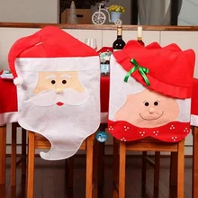 1PC Cute Lovely Mr Mrs Santa Claus Christmas Dining Room Chair Cover Seat Back 2 Colors Available