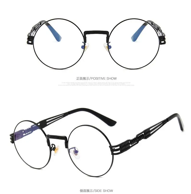 В готическом стиле, круглые солнцезащитные очки в стиле стимпанк Для мужчин Для женщин очки из сплава круг Форма Брендовая Дизайнерская обувь солнцезащитные очки, зеркальные, высокое качество UV400 - Цвет линз: 11