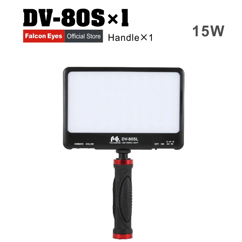 

FalconEyes 15W Portable Super Slim LED Fill LIGHT for camera or camcoder 80pcs LEDs with Handheld Holder DV-80SL
